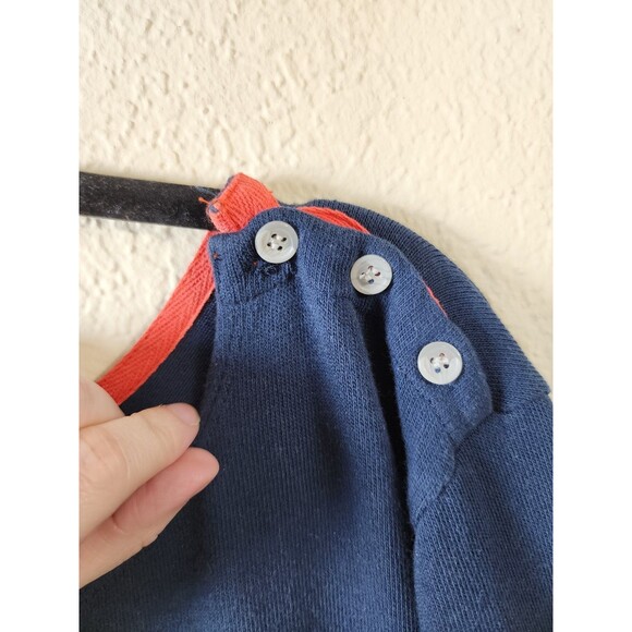 ​Molly & Isadora 4X Navy White Stripe Boat Neck Long Sleeve Tunic Button Detail - Picture 2 of 6